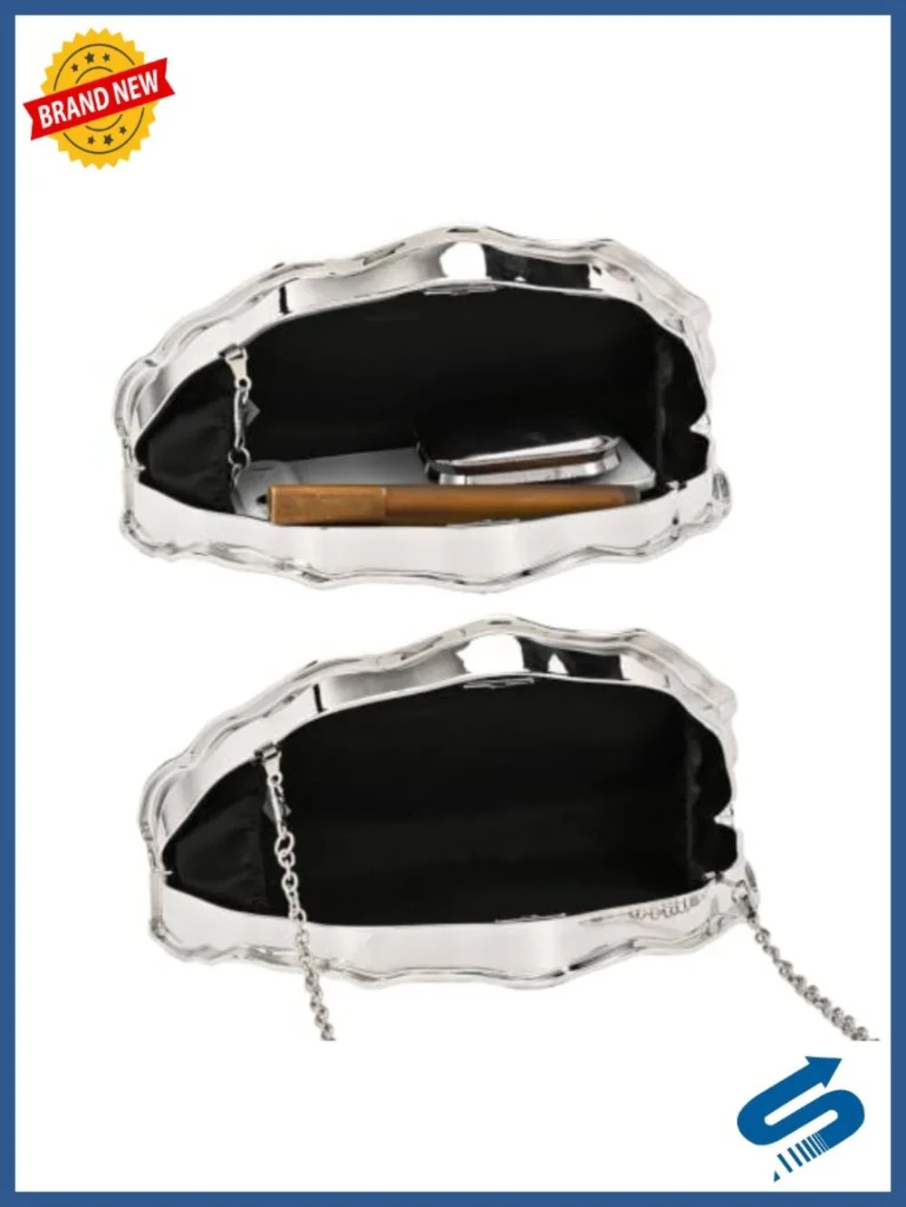Acrylic Fan Clutch Purse Evening Bag with Detachable Chain Wedding Prom Cocktail